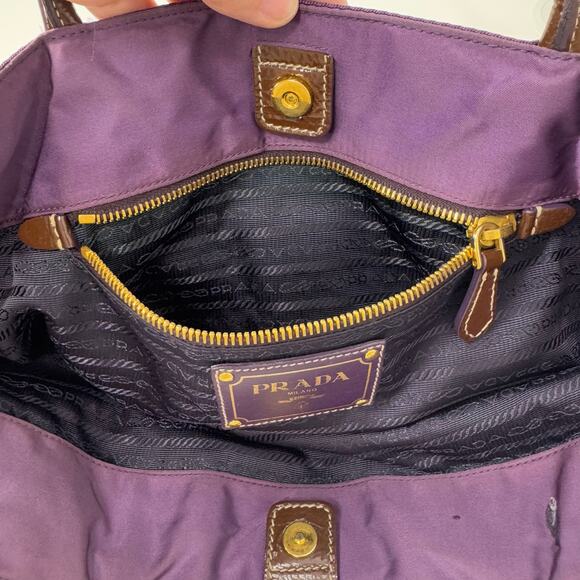 Prada Tessuto Nylon Jacquard Logo Tote in Viola Purple 16"x10" Shoulder Tote Bag - Picture 9 of 16